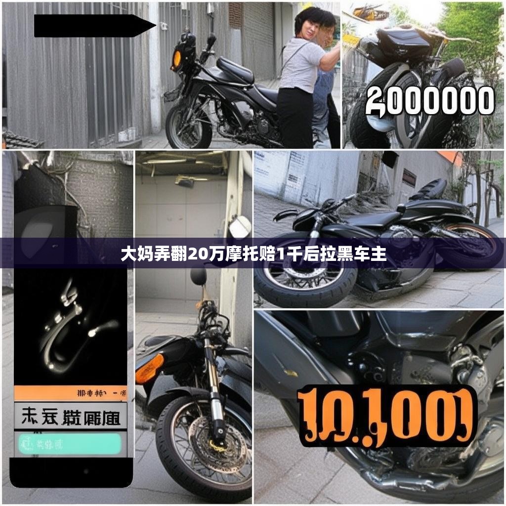 大妈弄翻20万摩托赔1千后拉黑车主