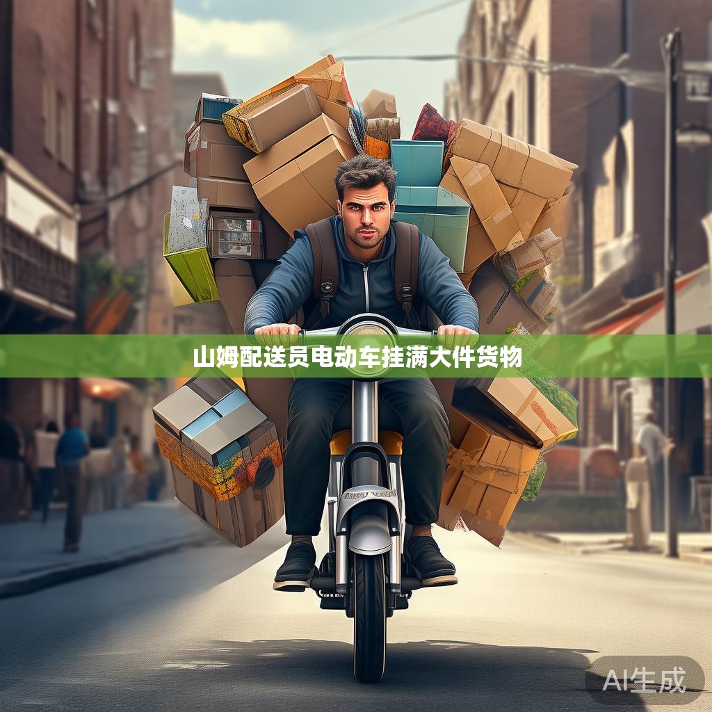 山姆配送员电动车挂满大件货物
