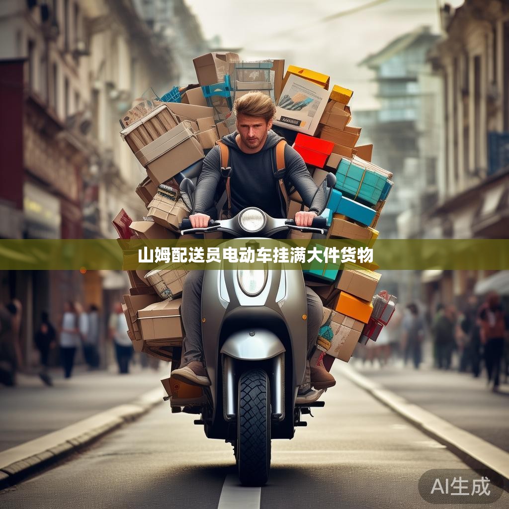 山姆配送员电动车挂满大件货物
