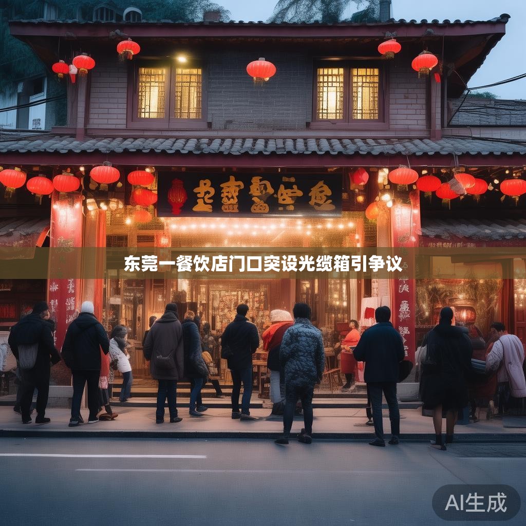 东莞一餐饮店门口突设光缆箱引争议